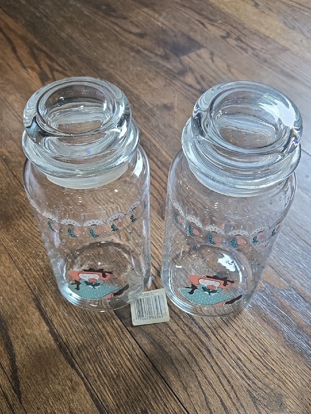 Vintage 1988 CHD Victoriana glass canisters jars kitty rose lace Cottage Core